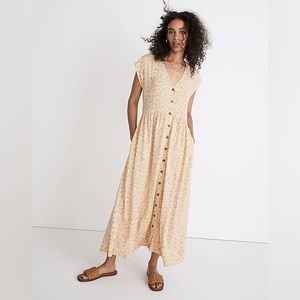 Madewell Button-Front Midi Dress in Piccola Floral / Yellow / Size XXL